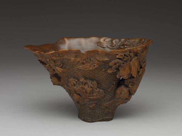 犀角雕瀛洲圖杯