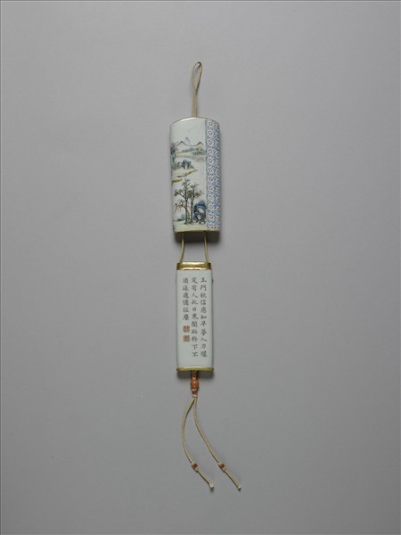 琺瑯彩山水人物牙籤筒