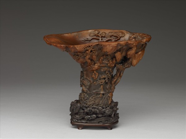 犀角雕飲中八仙杯