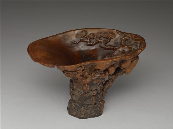 犀角雕飲中八仙杯