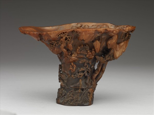 犀角雕飲中八仙杯