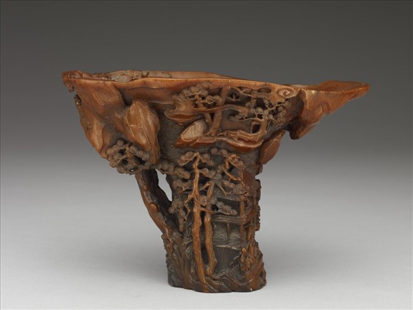 犀角雕飲中八仙杯