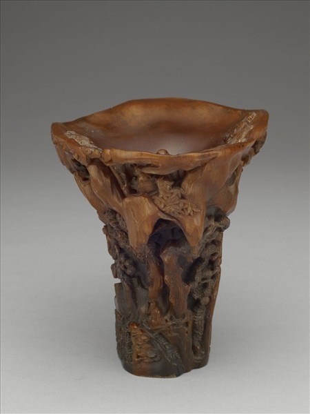 犀角雕飲中八仙杯