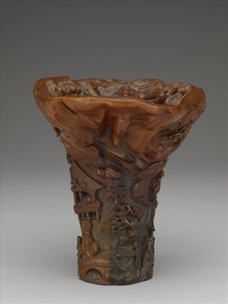 犀角雕飲中八仙杯