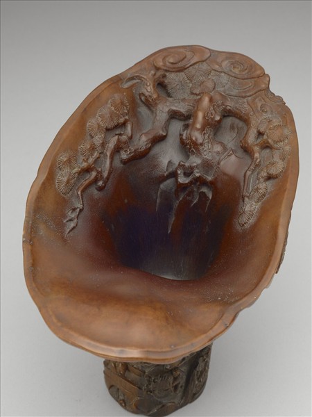 犀角雕飲中八仙杯