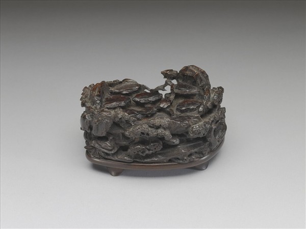 紫檀山水樓閣紋木座