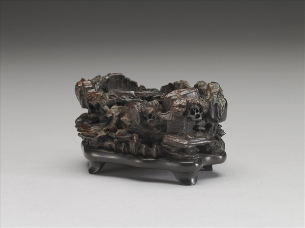 紫檀山水樓閣紋木座