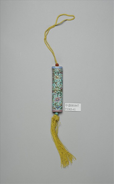 粉彩湖綠地纏枝花卉紋牙籤筒