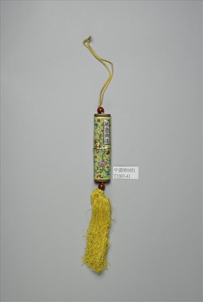 粉彩草綠地纏枝花卉紋牙籤筒