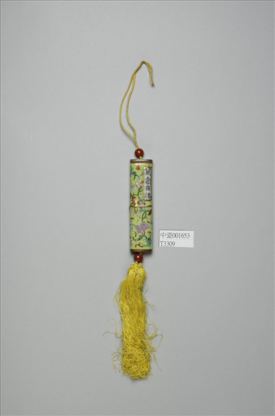 粉彩草綠地纏枝花卉紋牙籤筒