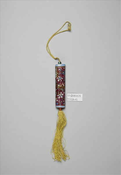 粉彩紅地纏枝花卉紋牙籤筒