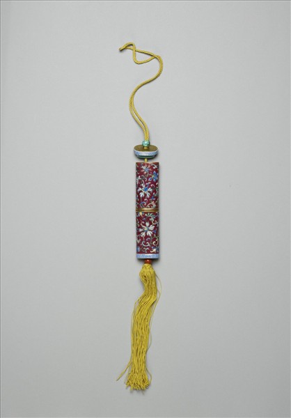 粉彩紅地纏枝花卉紋牙籤筒