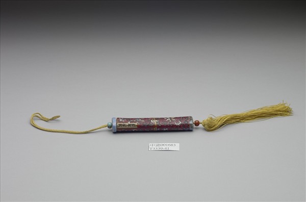 粉彩紅地纏枝花卉紋牙籤筒