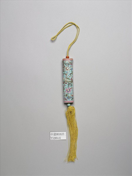 粉彩湖綠地纏枝花卉紋牙籤筒