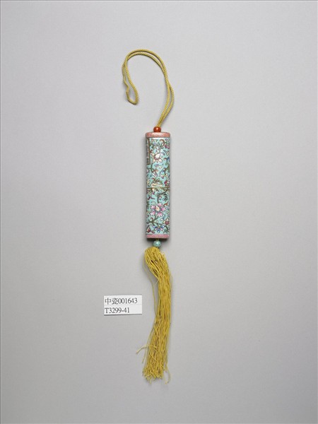 粉彩湖綠地纏枝花卉紋牙籤筒