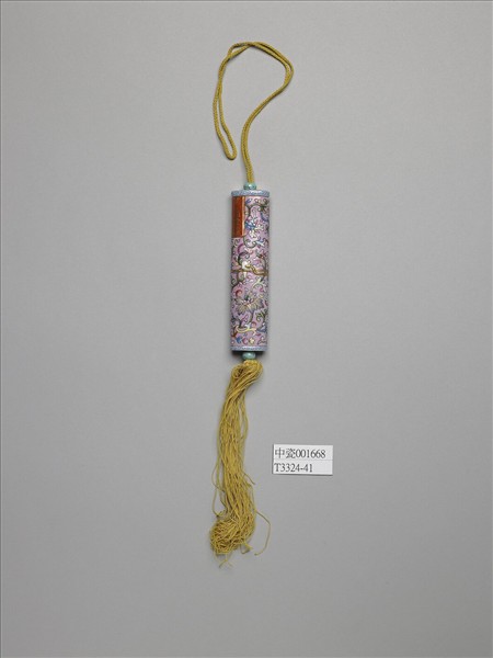 粉彩粉紅地纏枝花卉紋牙籤筒