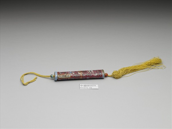 粉彩紅地纏枝花卉紋牙籤筒