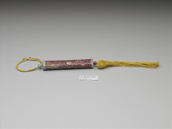 粉彩紅地纏枝花卉紋牙籤筒