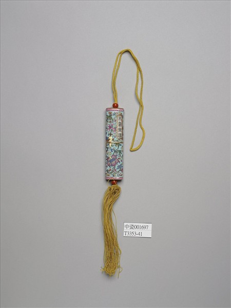 粉彩湖綠地纏枝花卉紋牙籤筒