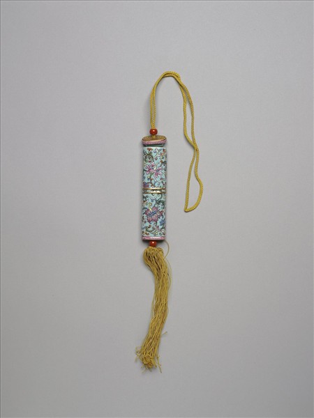 粉彩湖綠地纏枝花卉紋牙籤筒