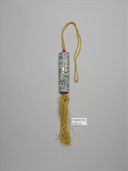 粉彩湖綠地纏枝花卉紋牙籤筒