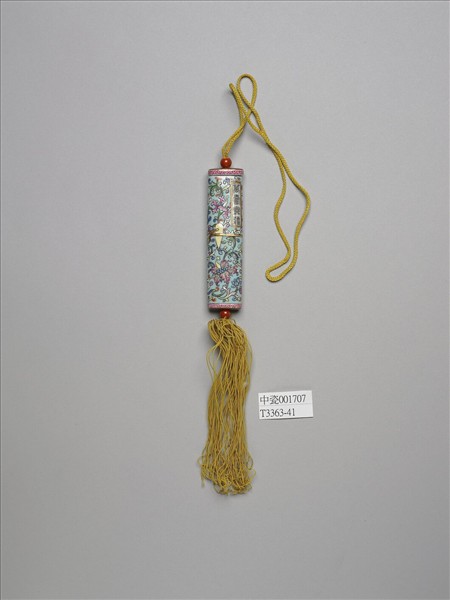 粉彩湖綠地纏枝花卉紋牙籤筒