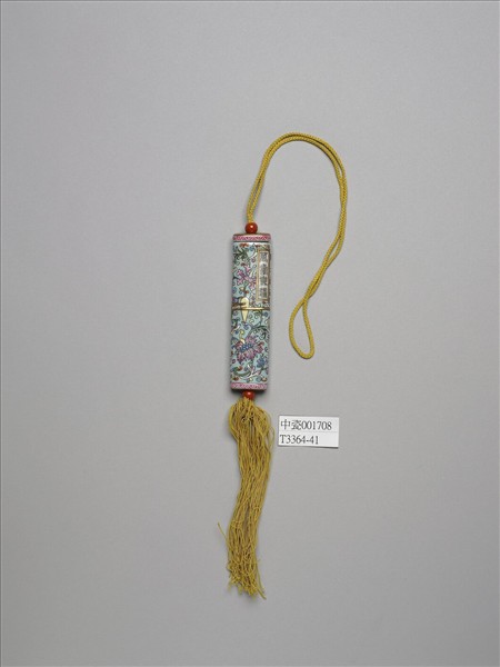 粉彩湖綠地纏枝花卉紋牙籤筒