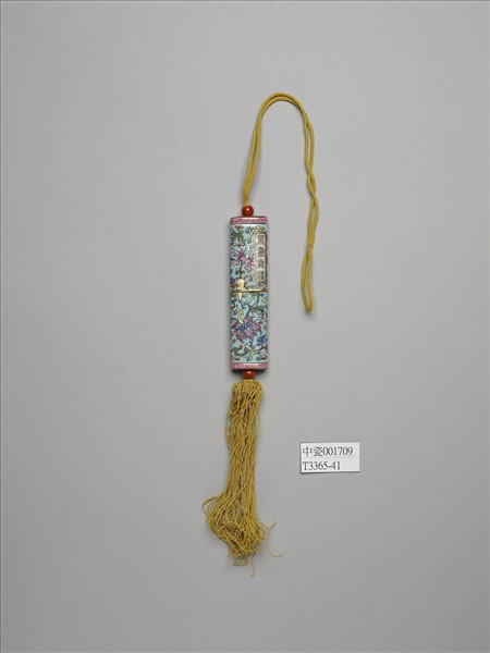 粉彩湖綠地纏枝花卉紋牙籤筒