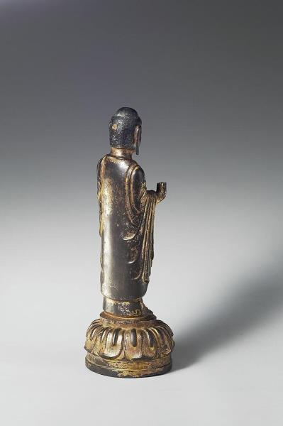 日本 白鳳時代 銅鎏金 佛立像