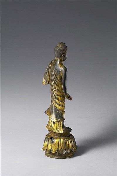 日本 白鳳時代 銅鎏金 佛立像