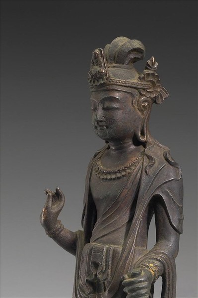 日本 白鳳時代 銅鎏金 菩薩立像