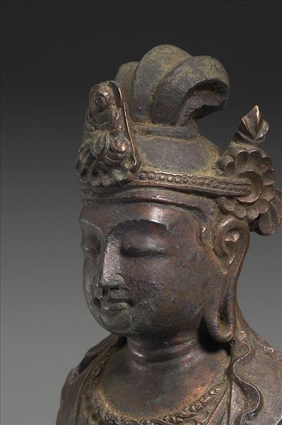 日本 白鳳時代 銅鎏金 菩薩立像