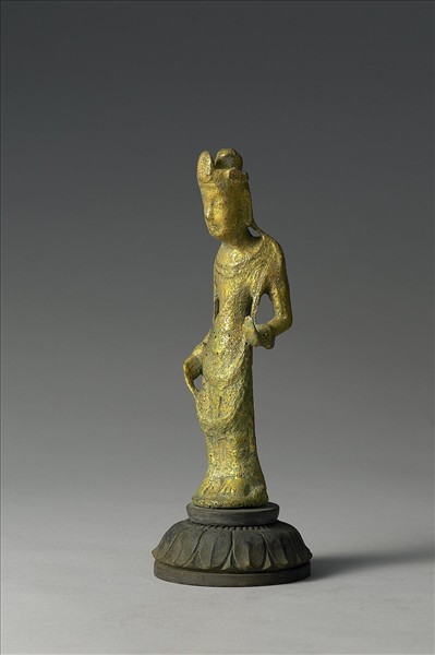 日本 白鳳時代 銅鎏金 菩薩立像