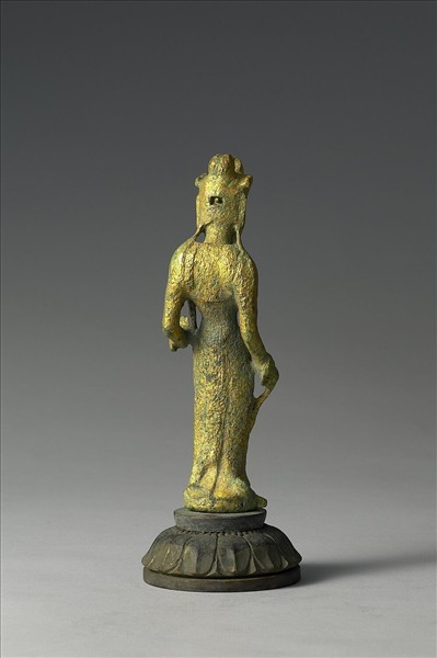 日本 白鳳時代 銅鎏金 菩薩立像