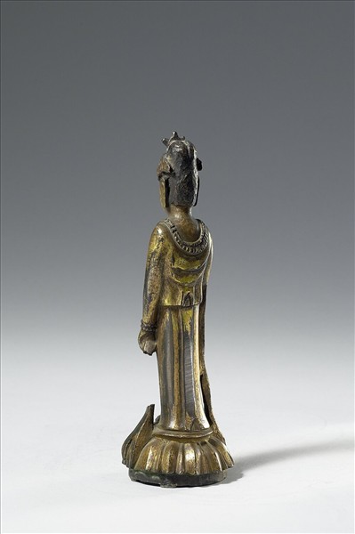 日本 白鳳時代 銅鎏金 菩薩立像