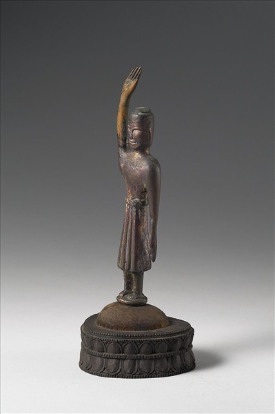 日本 白鳳時代 銅鎏金 誕生佛立像