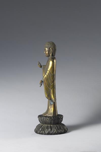 日本 藤原時代 銅鎏金 阿彌陀佛立像