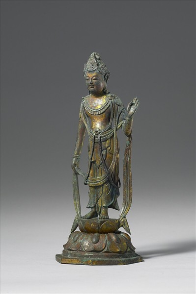 日本 10-12世紀 銅鎏金 菩薩立像