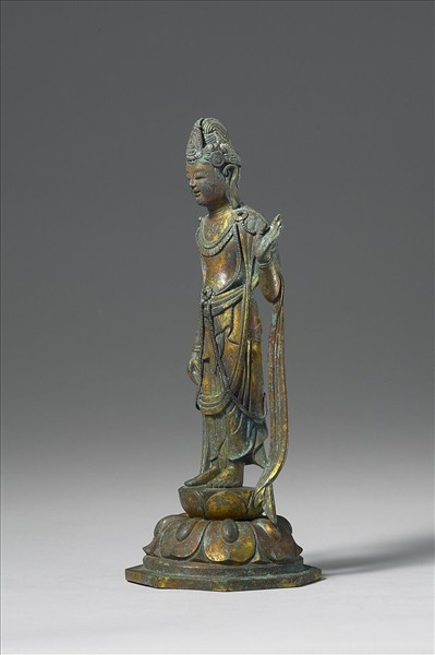 日本 10-12世紀 銅鎏金 菩薩立像