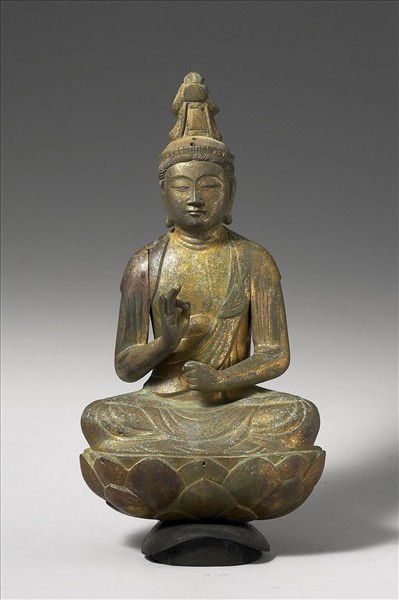日本 鎌倉時代 銅鎏金 觀音坐像