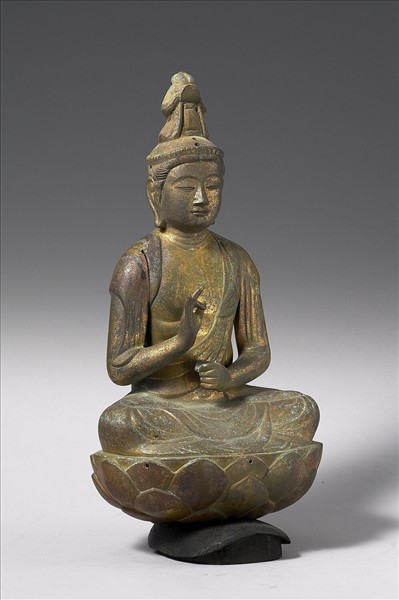 日本 鎌倉時代 銅鎏金 觀音坐像