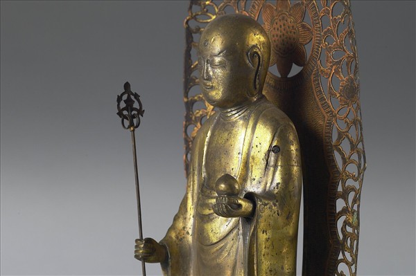 日本 鎌倉時代 銅鎏金 地藏菩薩立像