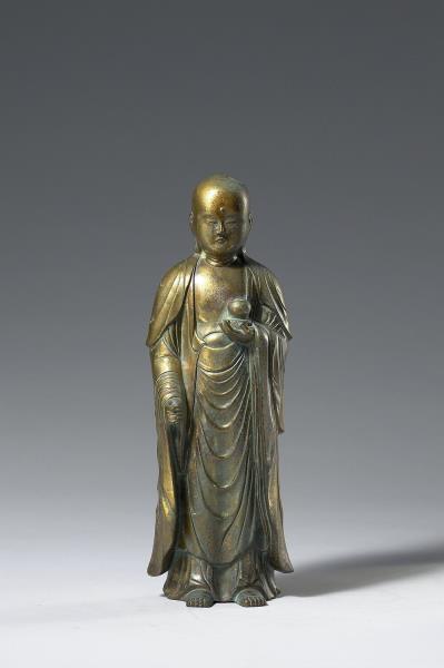 日本 鎌倉時代末期 銅鎏金 地藏菩薩立像