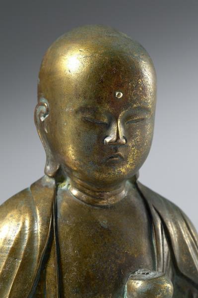 日本 鎌倉時代末期 銅鎏金 地藏菩薩立像