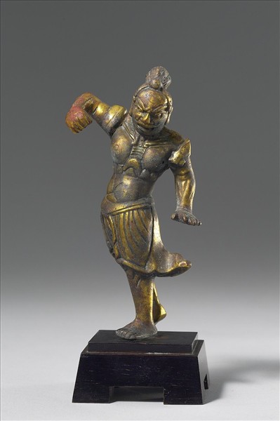 日本 鎌倉時代 銅鎏金 天王立像