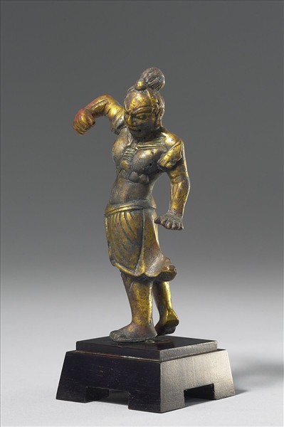 日本 鎌倉時代 銅鎏金 天王立像