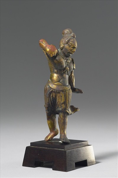 日本 鎌倉時代 銅鎏金 天王立像