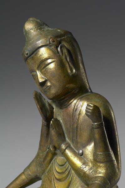 日本 室町時代 銅鎏金 如意輪觀音菩薩倚坐像