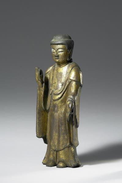 日本 室町時代 應永十九年（1412） 銅鎏金 阿彌陀佛立像