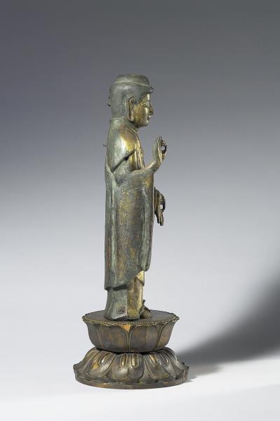 日本 室町時代 應永十九年（1412） 銅鎏金 阿彌陀佛立像